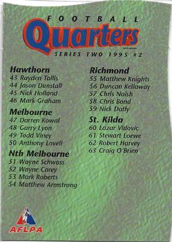 1995 Bewick Enterprises AFLPA Football Quarters Series Two - Checklists #NNO Checklist #2 Front